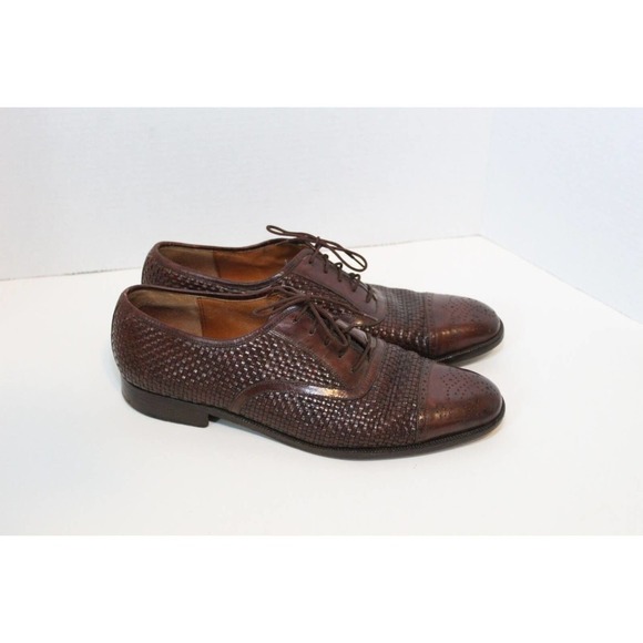 *Flaw Salvatore Ferragamo Woven Leather Lace Oxford Shoes Men's Size 10D H14580 - Picture 5 of 16